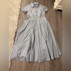 EShakti Plaid Button-Up Maxi Dress